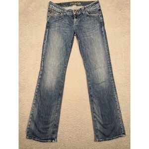 American Eagle Outfitters Womens Bootcut Jeans Medium Wash Distressed Hem Size 6